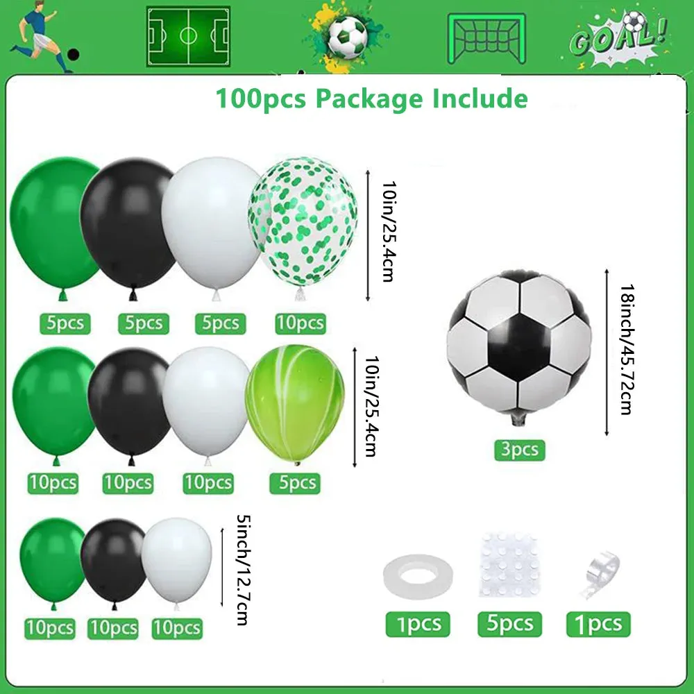 100Pcs Soccer Birthday Party Decoration Balloon Garland Arch Set Sports Theme Party Soccer Party Birthday Party Decoration
