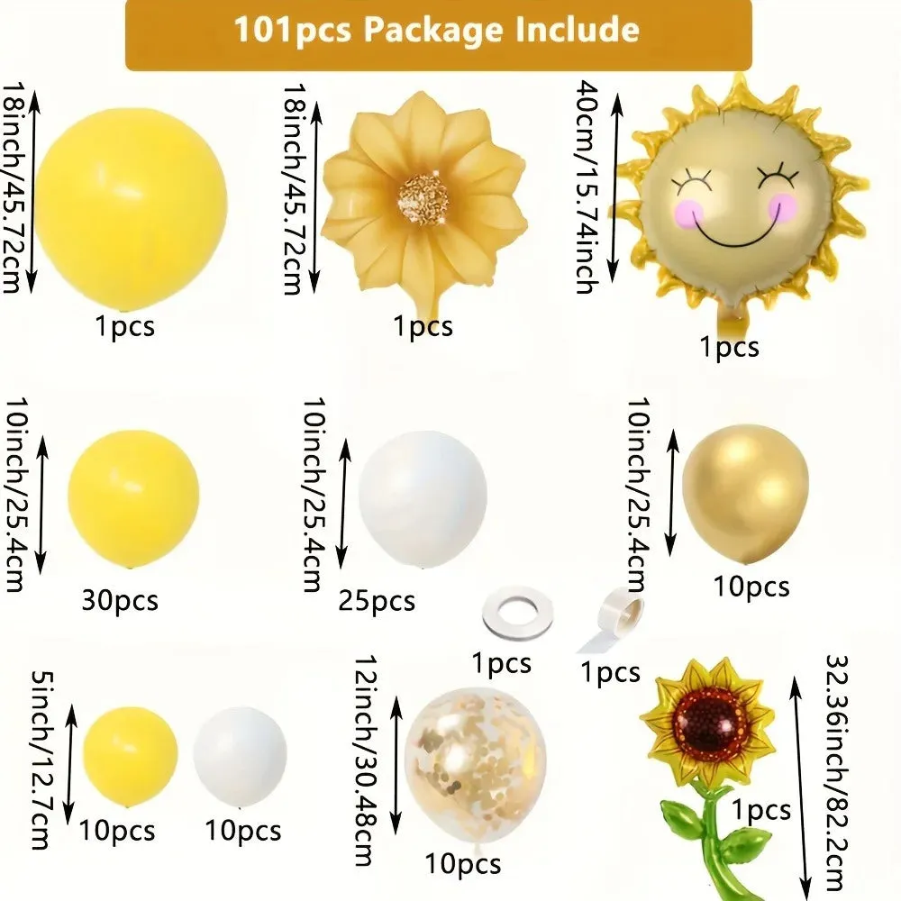 101Pcs Sunflower Yellow Balloon Garland Set Is Perfect For Birthday Anniversary Wedding Indoor And Outdoor Party Decorations