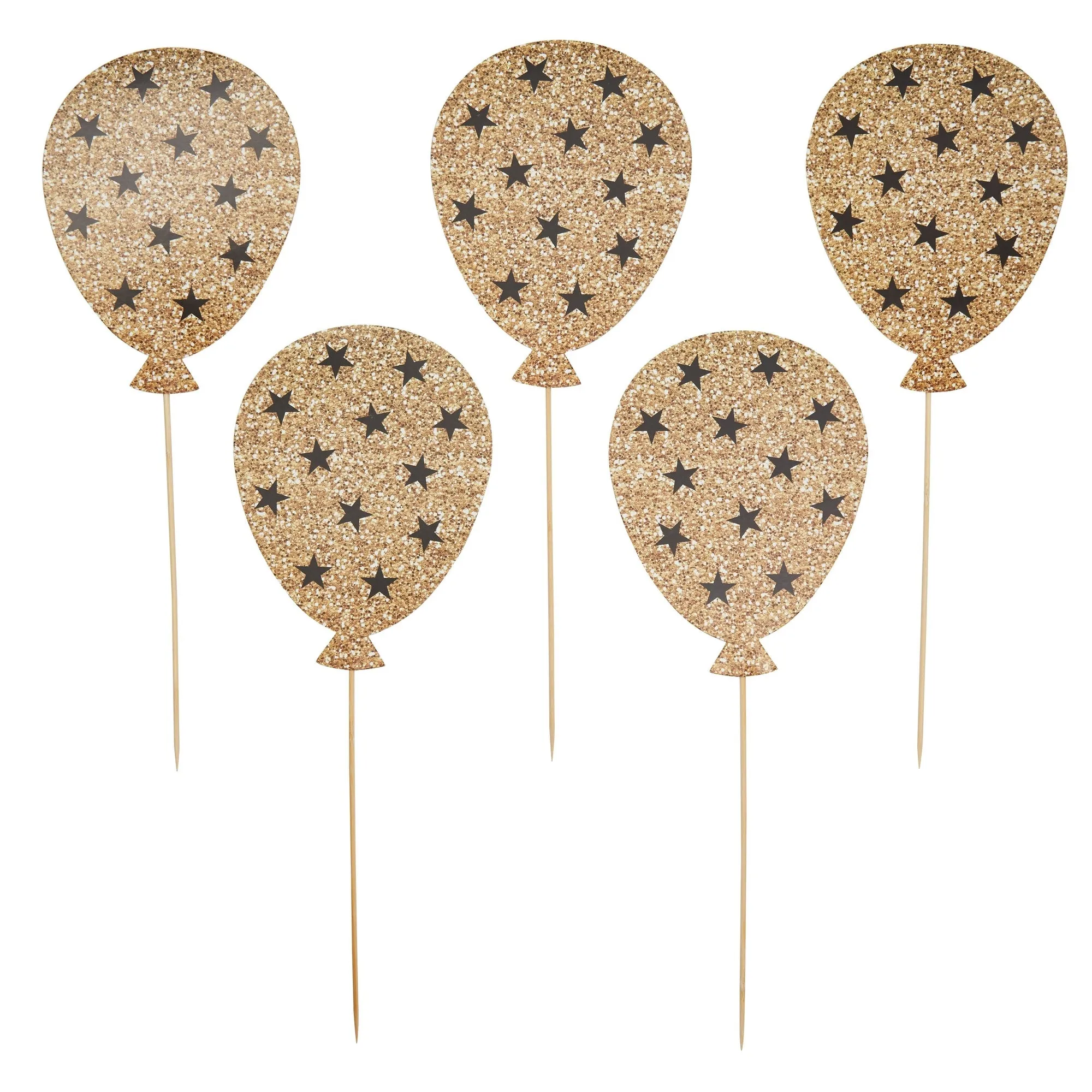 30 Pieces 40th Birthday Decorations, Black and Gold Centerpiece Stick Table Toppers, 4 Designs for Party Supplies