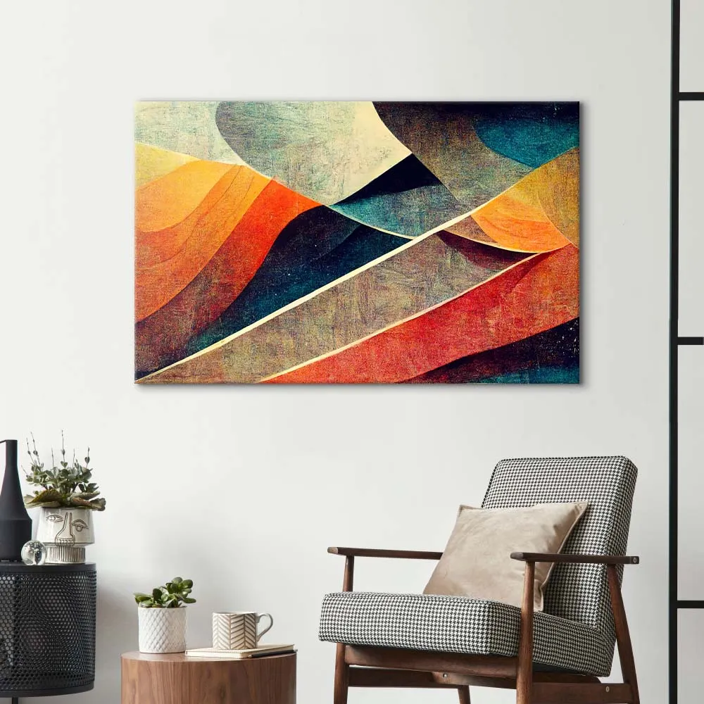 Abstract Paper Waves Glass Wall Art