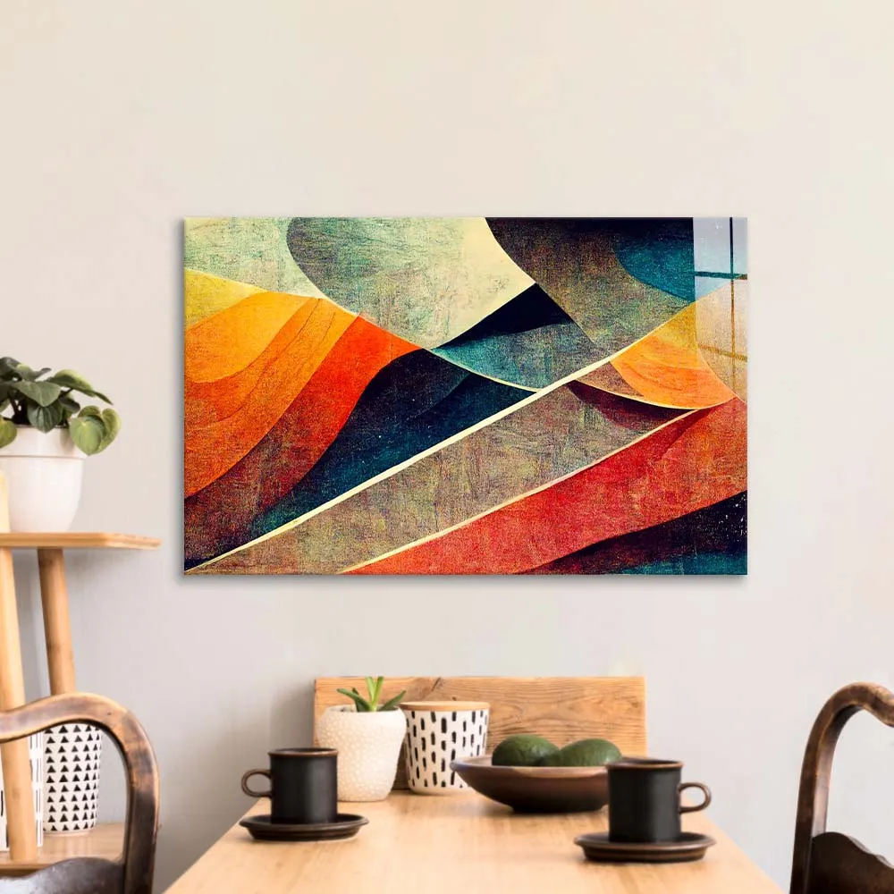 Abstract Paper Waves Glass Wall Art
