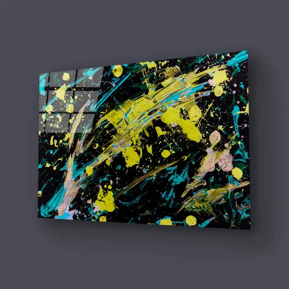 Abstract Pollock Glass Wall Art