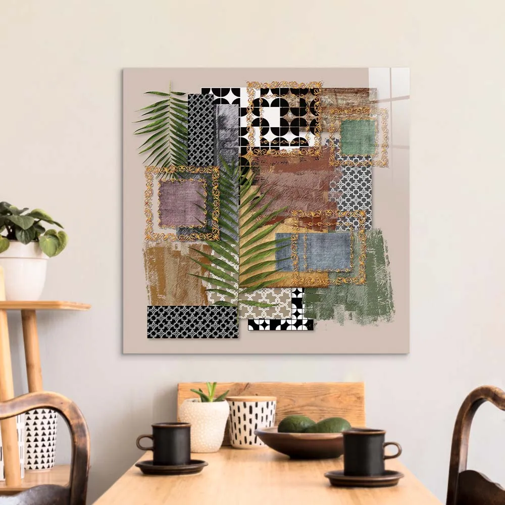 Abstract Prints Collage Glass Wall Art