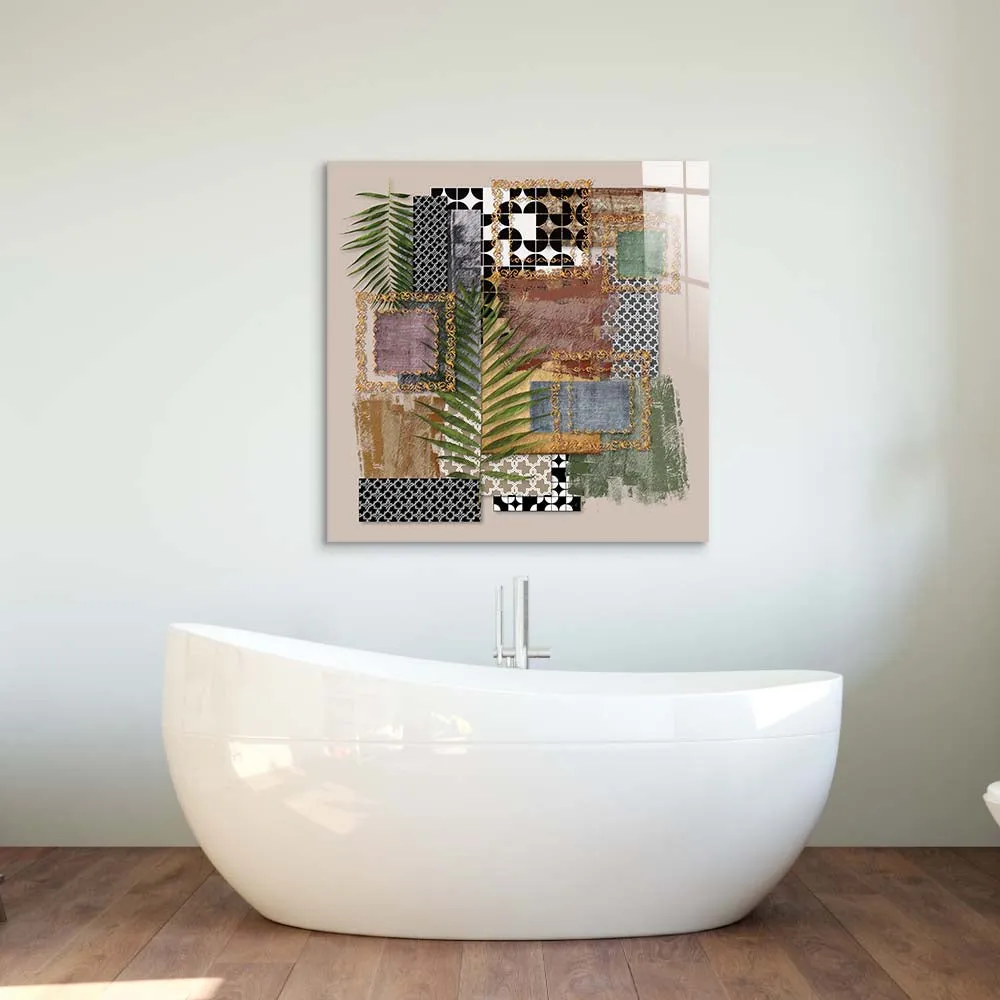Abstract Prints Collage Glass Wall Art