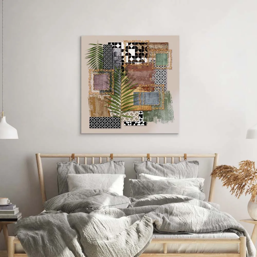 Abstract Prints Collage Glass Wall Art