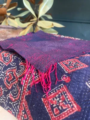 Antique Kantha Throw Blanket