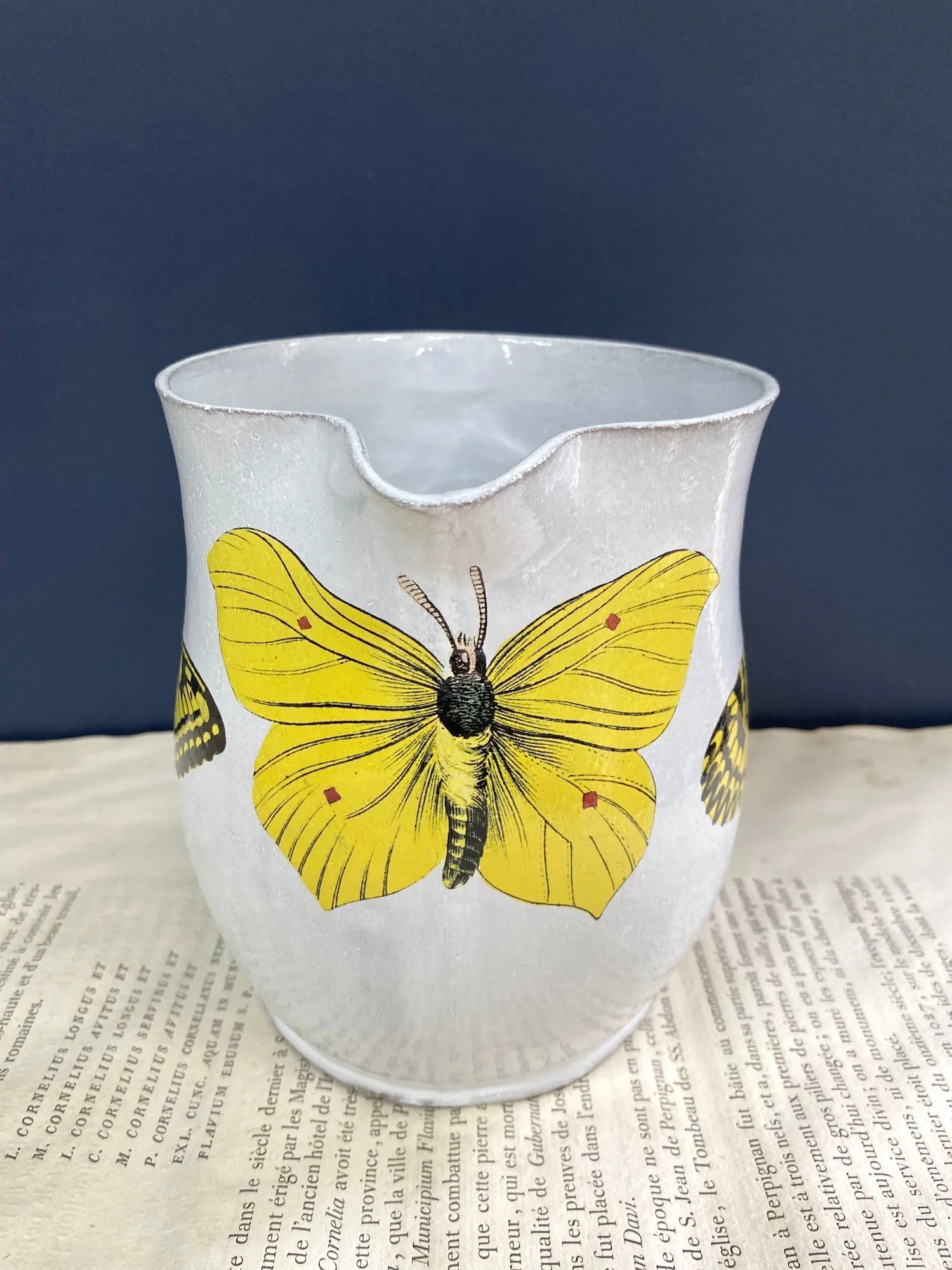 Astier de Villatte Yellow Butterflies Pitcher Vase