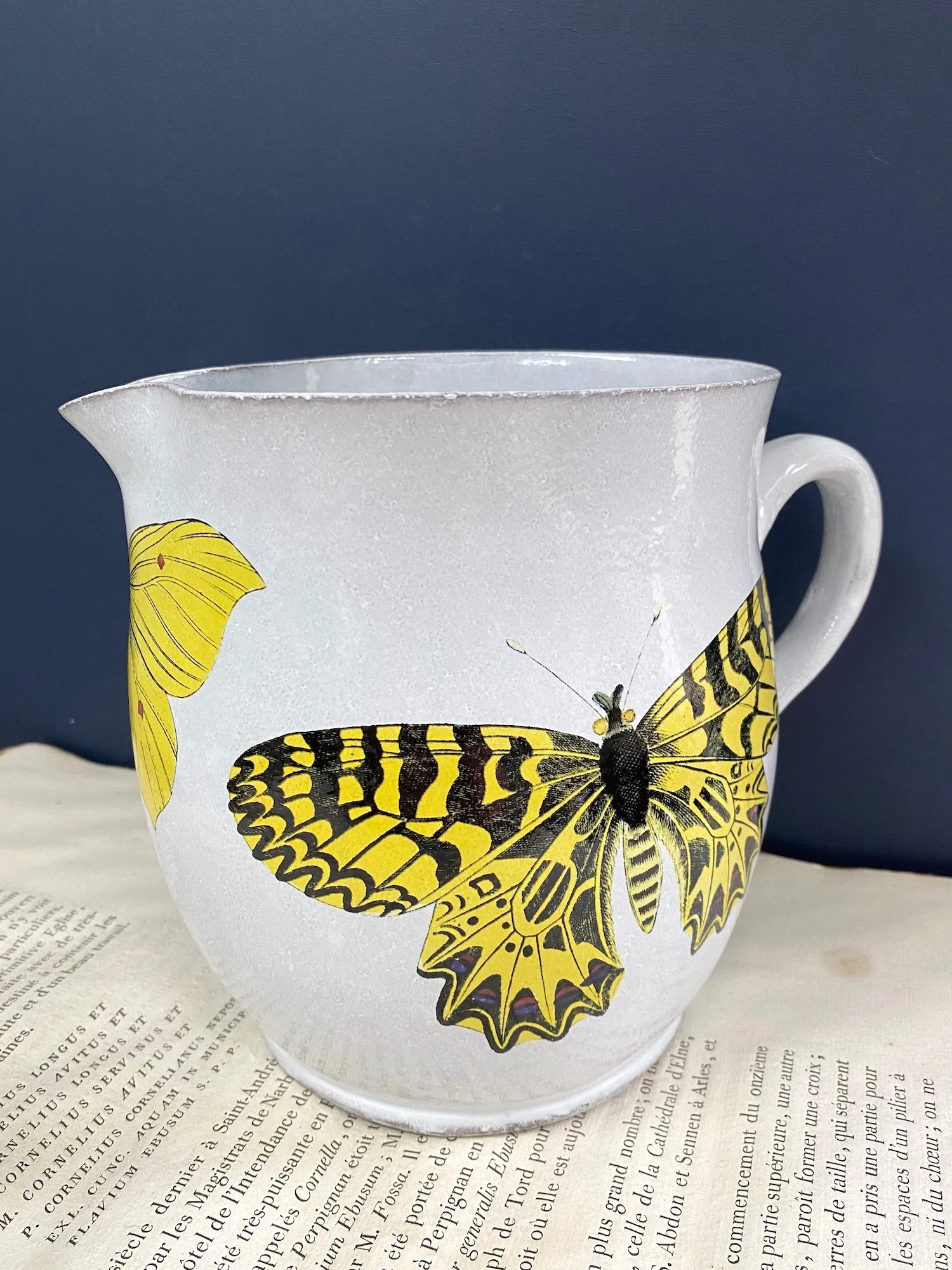 Astier de Villatte Yellow Butterflies Pitcher Vase