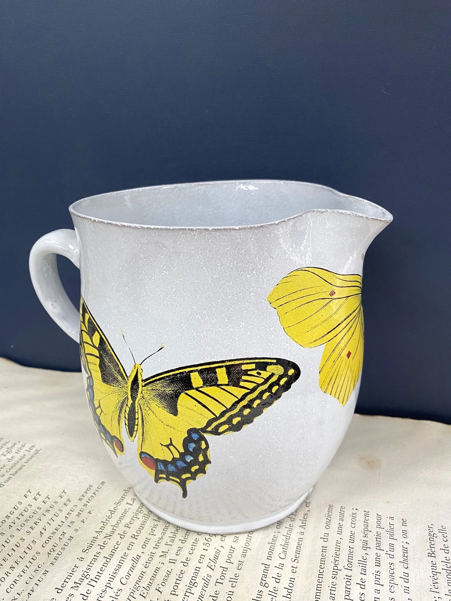Astier de Villatte Yellow Butterflies Pitcher Vase