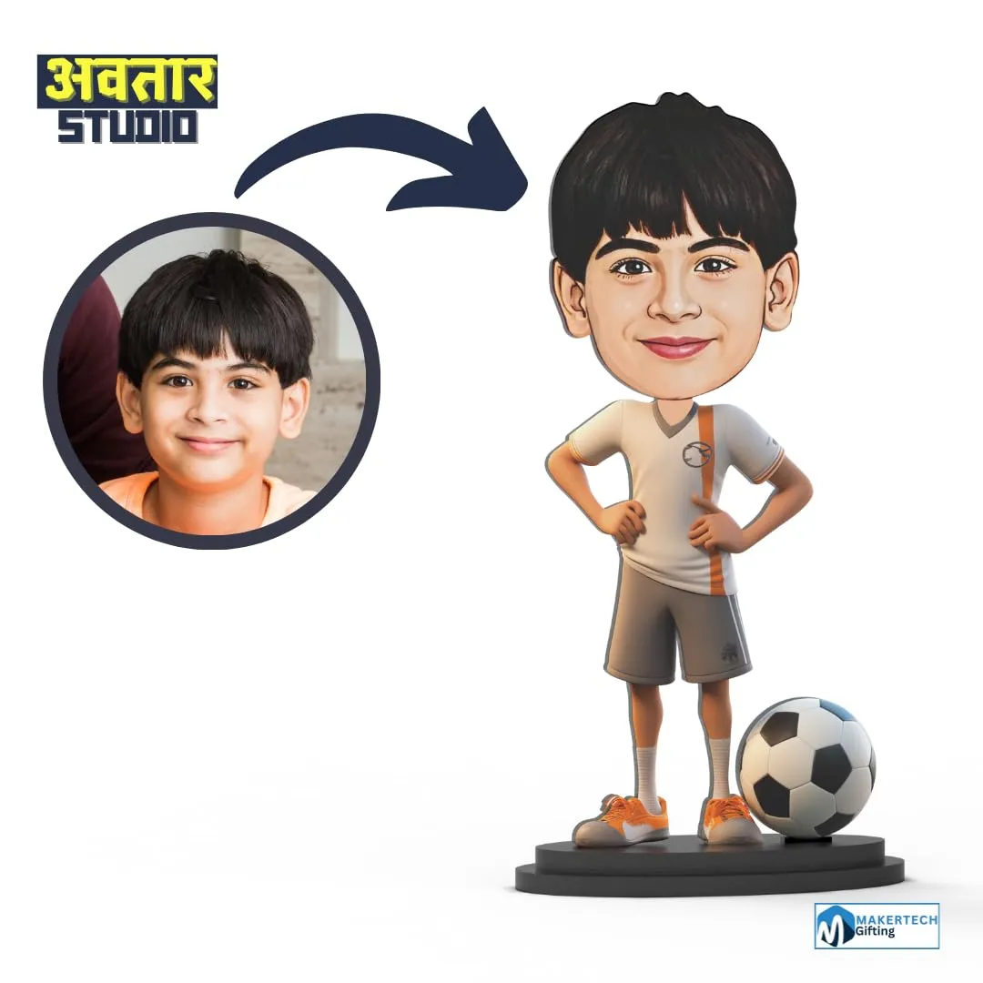 Avatar Stand Personalized Gift for Kids, Brother, Friends, Character Caricature Photo Frame Unique Design Customized Gift for Friends & Family Return Gift (Footballer 2)