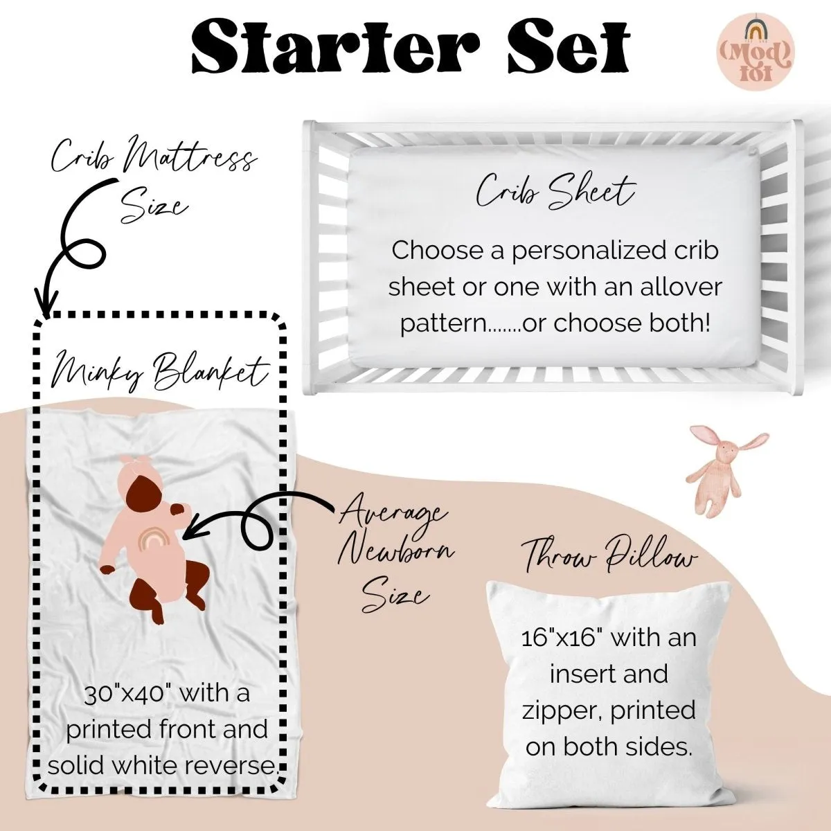 Boho Surfer Nursery Starter Crib Bedding Set