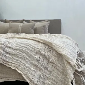 Clover Linen Throw - Ivory 130 x 190cm