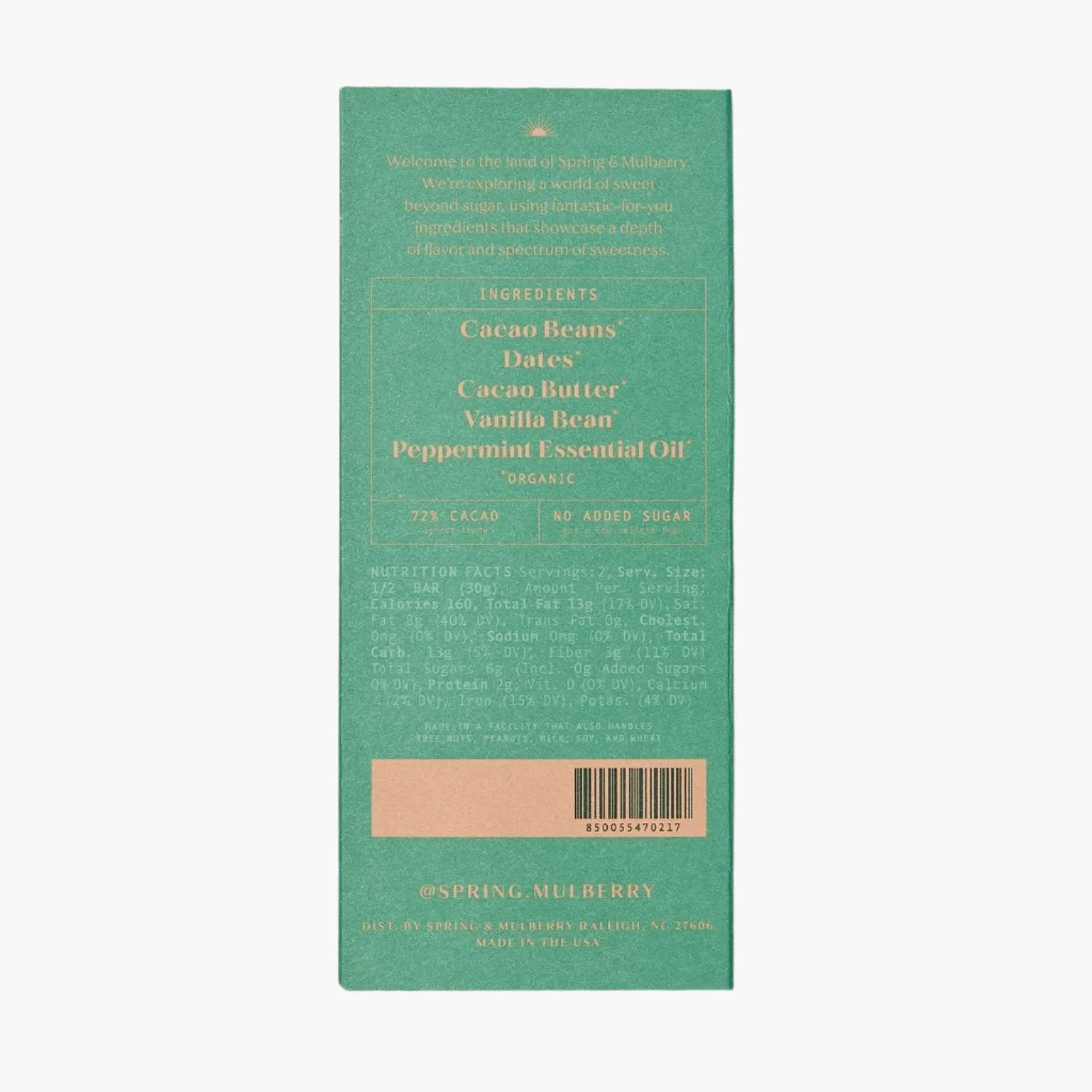 MINT LEAF - DATE SWEETENED DARK CHOCOLATE