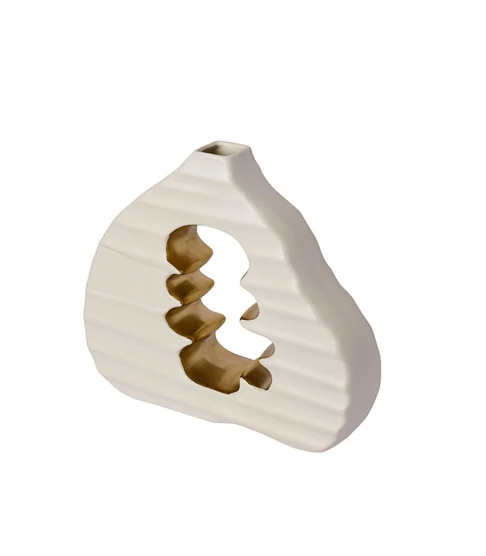 Openwork wave vase - White