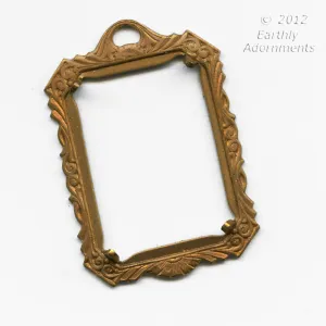 Oxidized brass 24x18mm openback flat prong setting with 1 ring. Sold individually. b9-2254