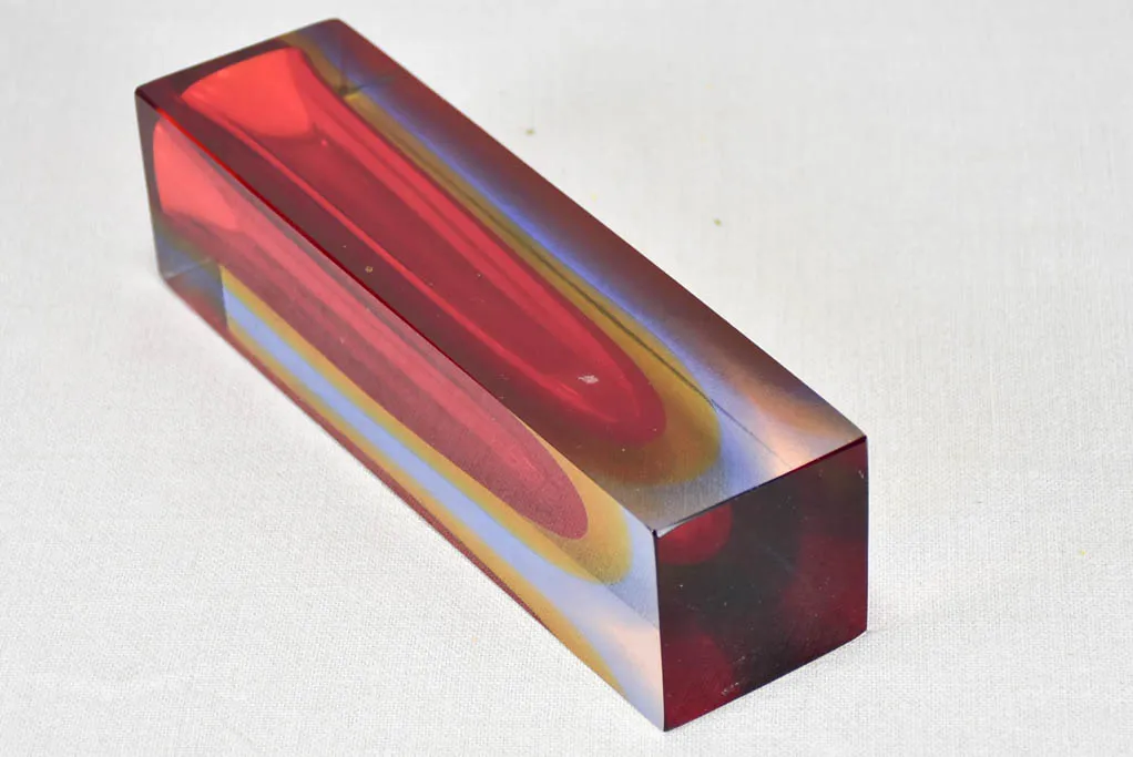 Red vintage glass vase 9¾"
